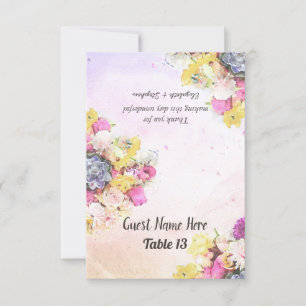 Invitation Chic Mariage de couleur d'eau Numéro de tableau Es