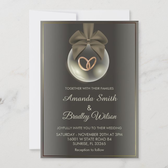 Invitation Chic Mariage de Noël d'hiver (Devant)