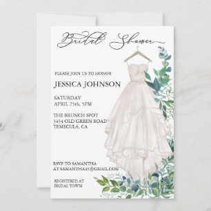 Invitation Chic Mariage Fête des mariées robe Eucalyptus Feui