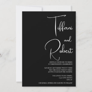 Invitation Chic Mariage noir et blanc monochrome