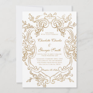 Invitation Chic Mariage Ornate Or Baroque