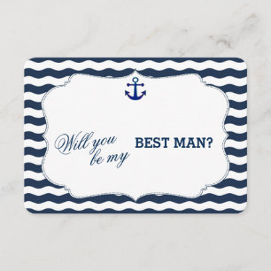Invitation Chic Marin Vagues d'Ancre Navy Sois Mon Témoin