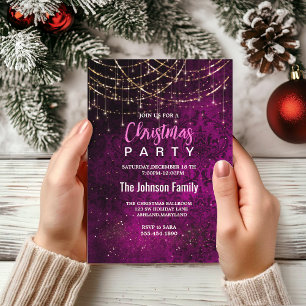 Invitation Chic mauve lumières de vacances Noël