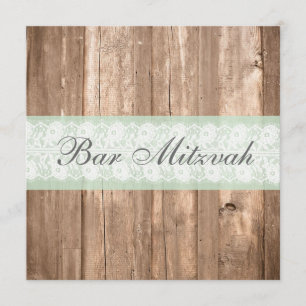 Invitation chic minable en bois vintage de Mitzvah