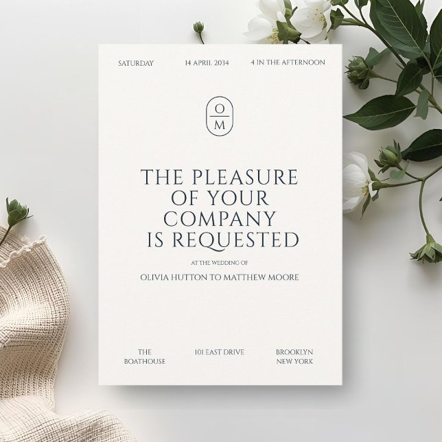 Invitation Chic Minimal Typography Monogram Wedding  (Créateur téléchargé)