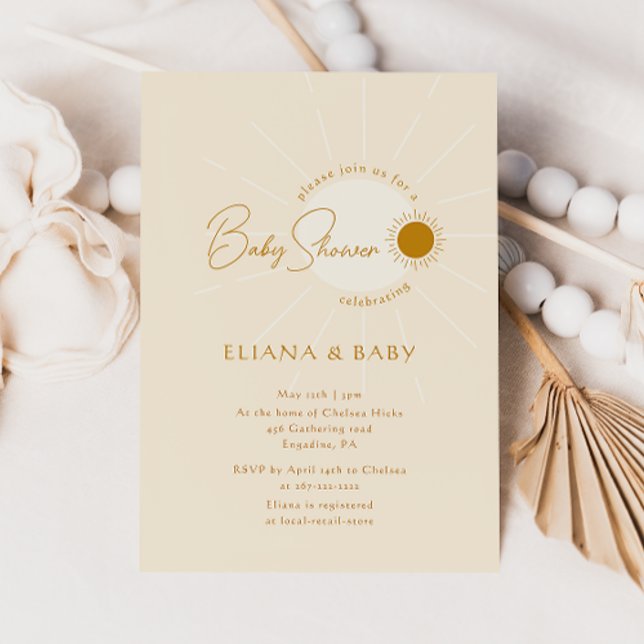 Invitation Chic minimaliste Boho Sunshine Baby shower (Créateur téléchargé)