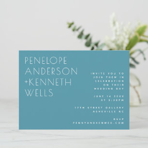 Invitation Chic minimaliste moderne Mariage Turquoise horizon