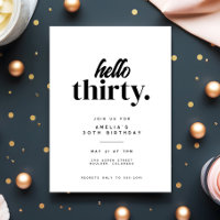 Chic Modern Hello Trente fête d'anniversaire