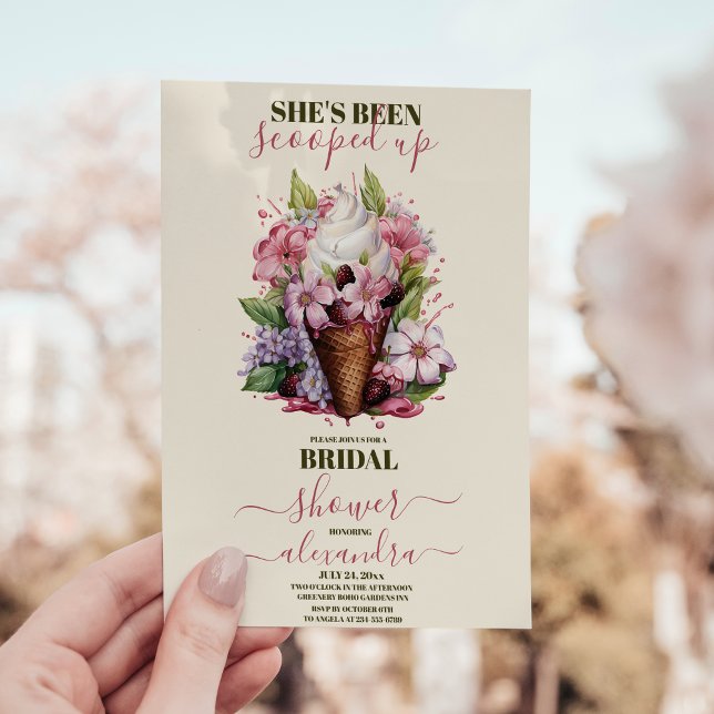 Invitation Chic moderne aquarelle glace Fête des mariées crèm (Créateur téléchargé)