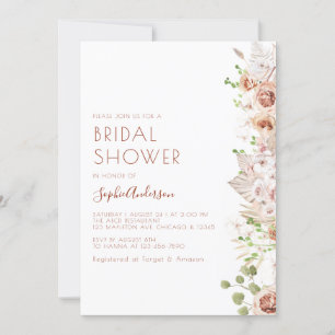 Invitation Chic moderne Boho Pampas Fête des mariées en herbe