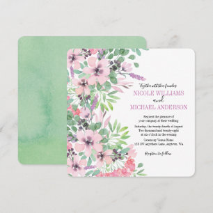 Invitation Chic moderne Lilac aquarelle pivoine MARIAGE de fe