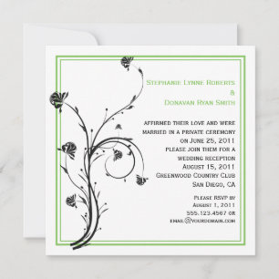Invitation Chic moderne noir et vertes torrents