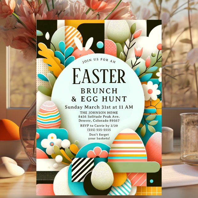Invitation Chic moderne Pâques Brunch & Chasse aux Oeufs (Créateur téléchargé)