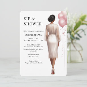 Invitation Chic Moderne Rose Blanc Mariage Fête de Mariage