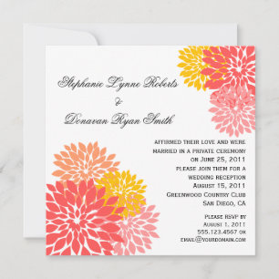 Invitation Chic Moderne Saumon Peach Gold Flower Pétales