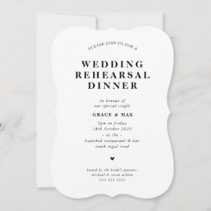 Invitation CHIC moderne simple répétition dîner blanc noir