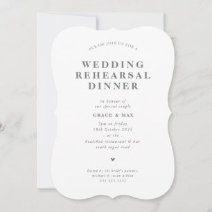 Invitation CHIC moderne simple répétition dîner gris argent
