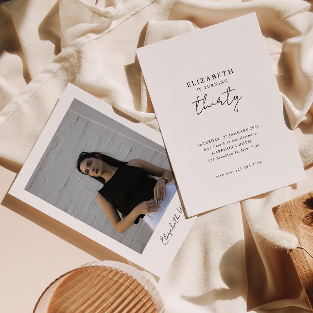 Invitation Chic moderne Trente Photo Anniversaire (Créateur téléchargé)