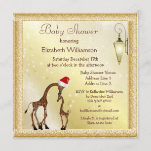 Invitation Chic Mom & Baby Giraffe Baby shower de Noël