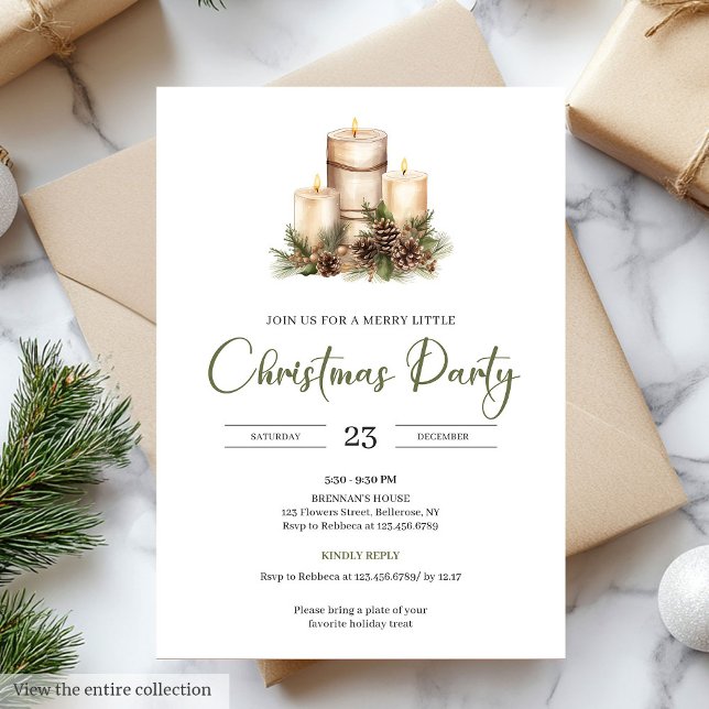 Invitation Chic Natural Palette Beige Minimal Christmas Party (Natural Palette Beige Minimal Christmas Party Invite)