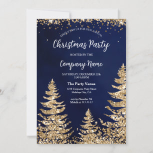 Invitation Chic Navy Gold Parties scintillant Pine Corporate 