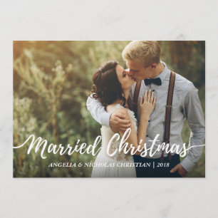 Invitation Chic Newlyweds mariés Typographie de Noël Photo