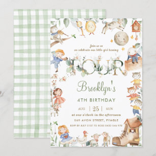 Invitation Chic Nursery rime verdure 4e anniversaire Neutre