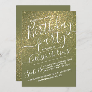 Invitation Chic Olive Green Sparkly Parties scintillant Ombre