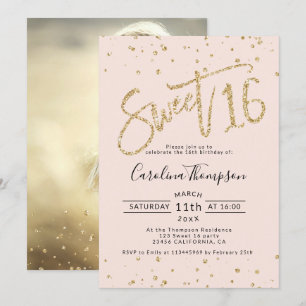 Invitation Chic or parties scintillant confetti blush Sweet 1
