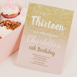 Invitation Chic or parties scintillant ombre script treize An