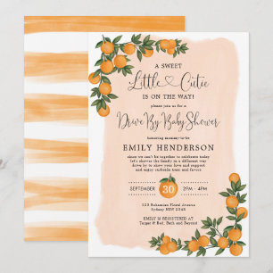 Invitation Chic Orange Drive By Baby shower Citrus Quarantine