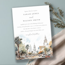 Chic Orlando Floride Skyline Mariage d'aquarelle