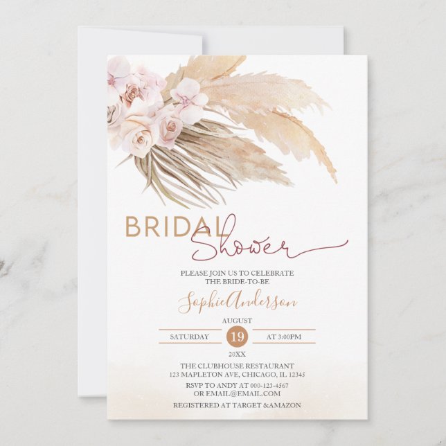 Invitation Chic Pampas Boho Grass (Devant)