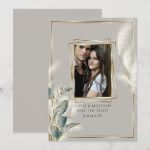 Invitation Chic Pampas Grass Photo Enregistrer la date
