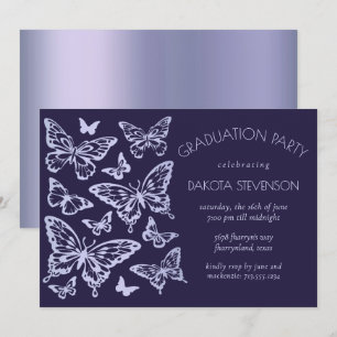 Invitation Chic papillon Lavender Violet Graduation