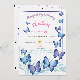 Invitation Chic papillons Pois Anniversaire