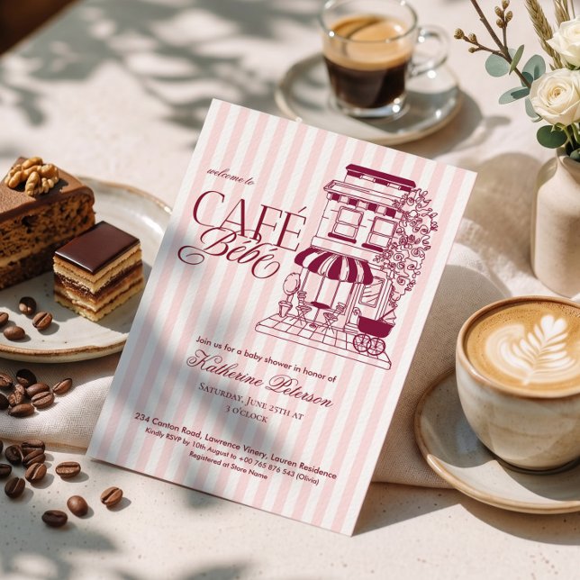 Invitation Chic Parisian Café Bébé French Baby Shower (Créateur téléchargé)