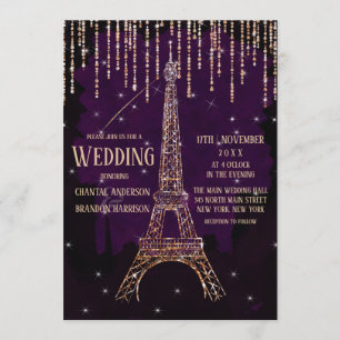 Invitation Chic Parties scintillant Aquarelle Paris Tour Eiff