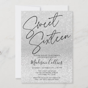 Invitation Chic Parties scintillant argent doux 16