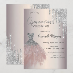 Invitation Chic Parties scintillant Argent Draps Robe Quincea