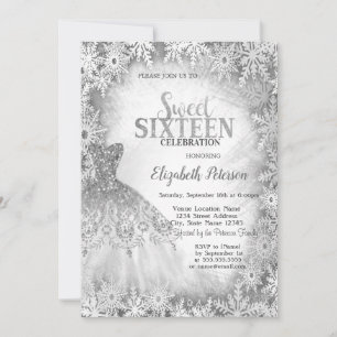 Invitation Chic Parties scintillant en argent robe Snowflakes