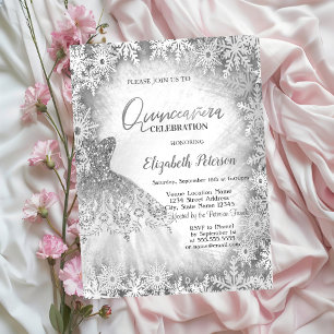 Invitation Chic Parties scintillant en argent robe Snowflakes