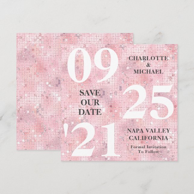 Invitation Chic Parties scintillant Rose Étincelle Moderne En (Devant / Derrière)