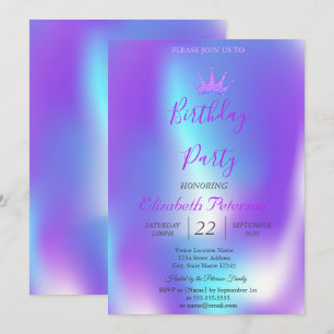 Invitation Chic Parties scintillant Tiara Ombre Holographique