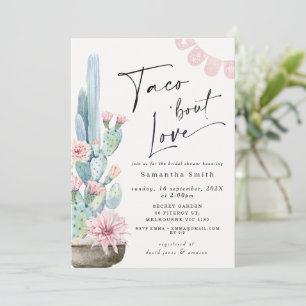 Invitation Chic Pastel Cactus Taco Bout Love Fête des mariées