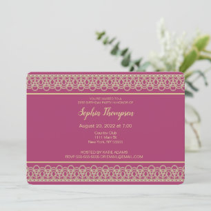 Invitation Chic Pearl Border 21e anniversaire de fête Invitat