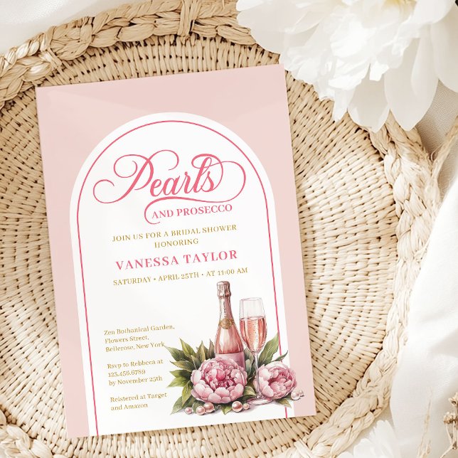Invitation Chic Pearls and Prosecco Bridal Shower Template (Chic Pearls and Prosecco Bridal Shower Template)
