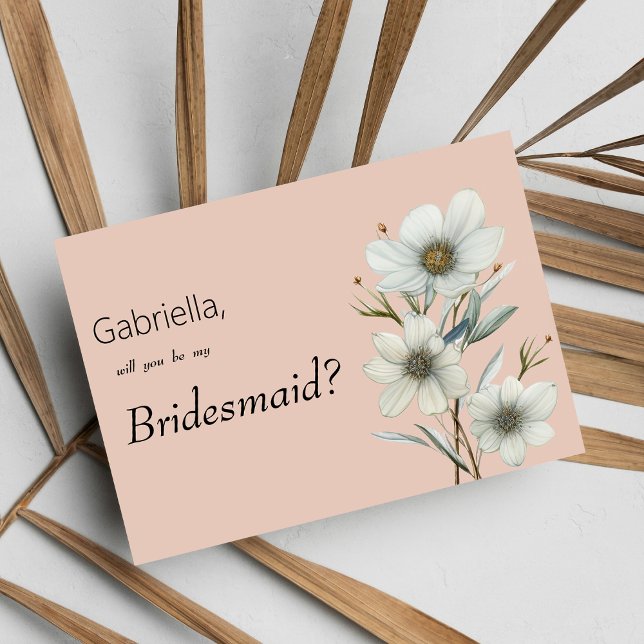 Invitation Chic pêche à la menthe blanche printemps fleuri Br (Chic peach white mint floral spring Bridesmaid)
