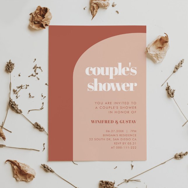 Invitation Chic pêche en terre cuite arche Couple's Douche (Créateur téléchargé)