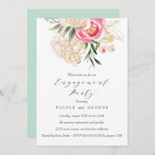 Invitation Chic Peonies or Fleurs Mariage Engagement